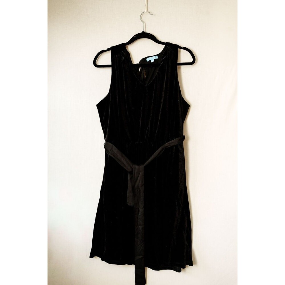 Draper James Dress‎ XL RSVP Black Velvet velour tie waist witchy goth cocktail